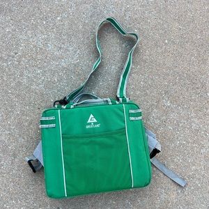 Comfortable Green Greatland Stadium Cushion with all straps and handles.